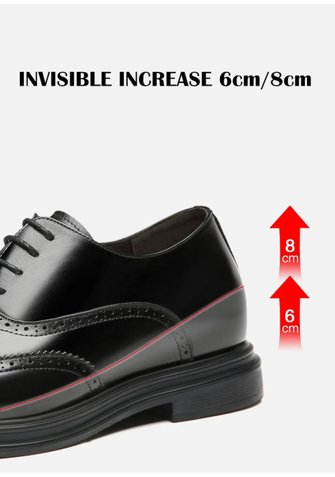Platform High Heel Casual Men Brogue Genuine Leather Oxford Dress Shoes